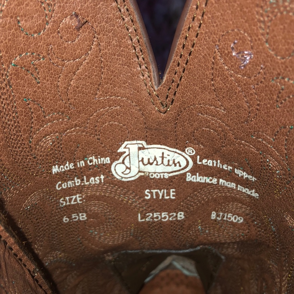 Justin Cowgirl Boots Size 6.5 - Picture 2 of 5